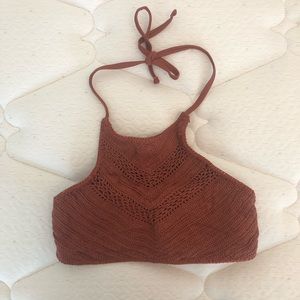 crochet halter tie-back bikini top